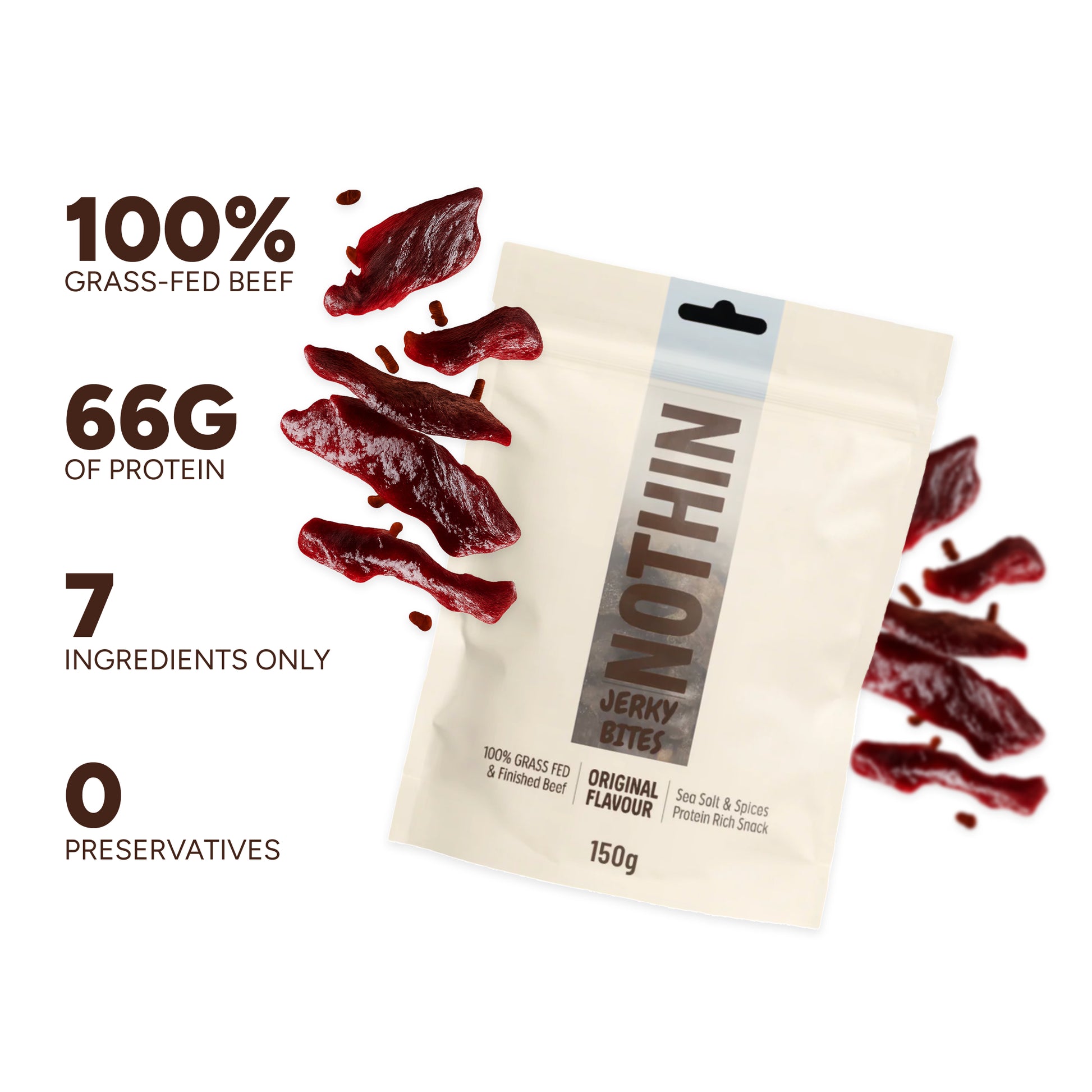 Grass Fed Beef Jerky Bites 150g